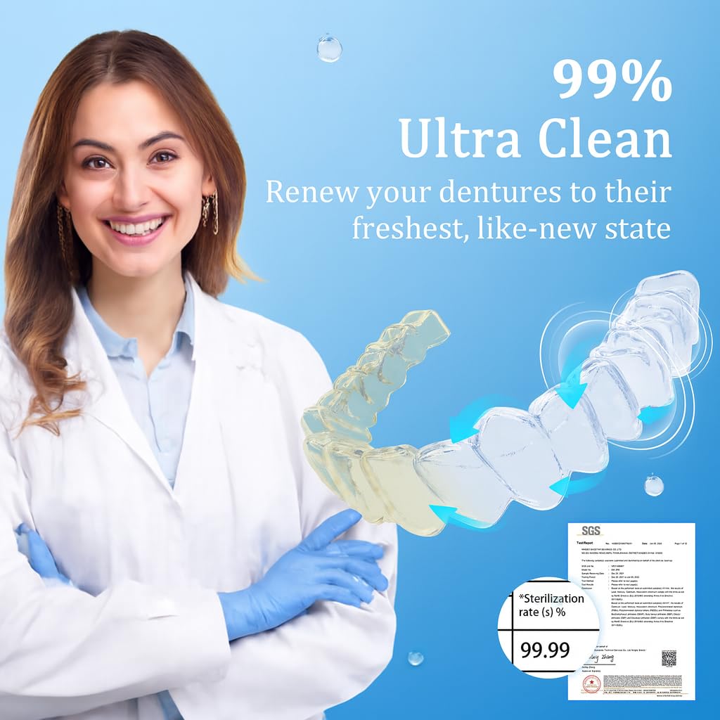 Ultrasonic Retainer Cleaner 50kHz – Dentures, Aligners, Mouth Guards, 4 Modes