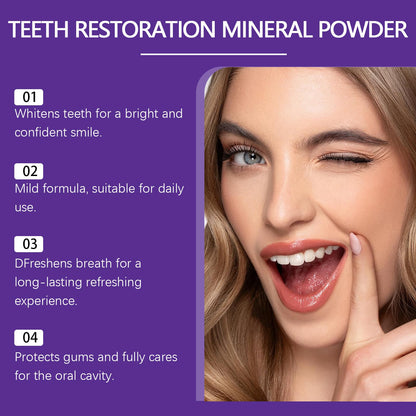 2Pcs Teeth Restoration Mineral Powder - Purple Whitening Mineral Powder for Fresh Breath, Strengthens Teeth & Gums - Gentle & Non-Irritating