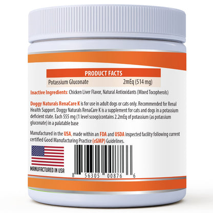 RenaCare K Potassium Gluconate Supplement for Dogs & Cats – Chicken Liver Flavor, 4 oz, Made in USA