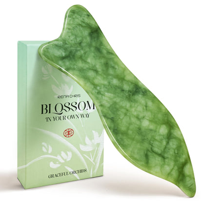 Rena Chris Natural Xiuyan Jade Gua Sha – Facial Massage & Acupressure Tool (Green)