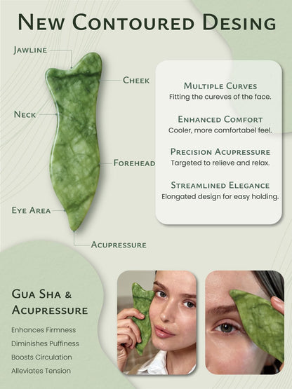 Rena Chris Natural Xiuyan Jade Gua Sha – Facial Massage & Acupressure Tool (Green)