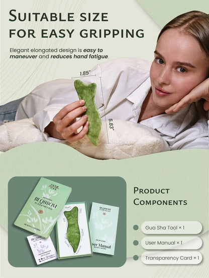 Rena Chris Natural Xiuyan Jade Gua Sha – Facial Massage & Acupressure Tool (Green)
