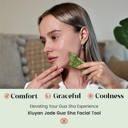 Rena Chris Natural Xiuyan Jade Gua Sha – Facial Massage & Acupressure Tool (Green)