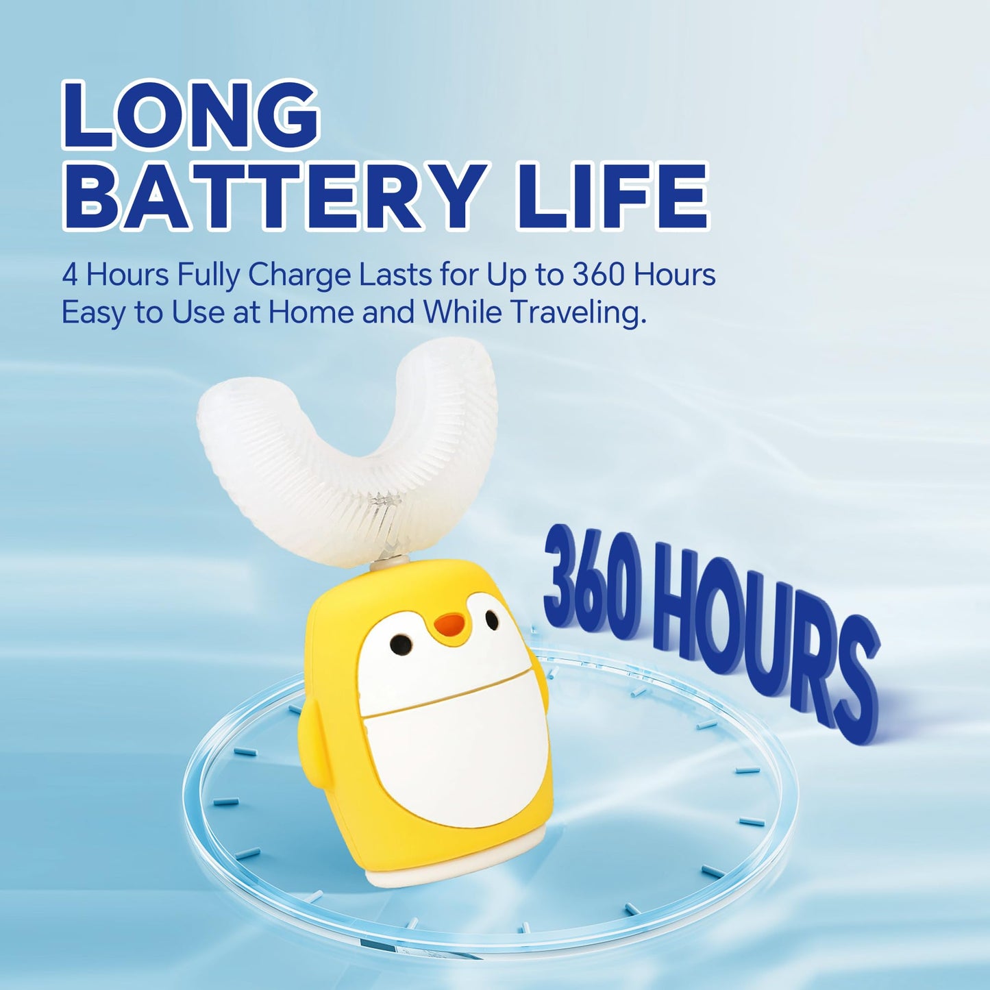 Renaelelife Kids Sonic Toothbrush – U‑Shaped, IPX7, 5 Modes, 360° Cleaning