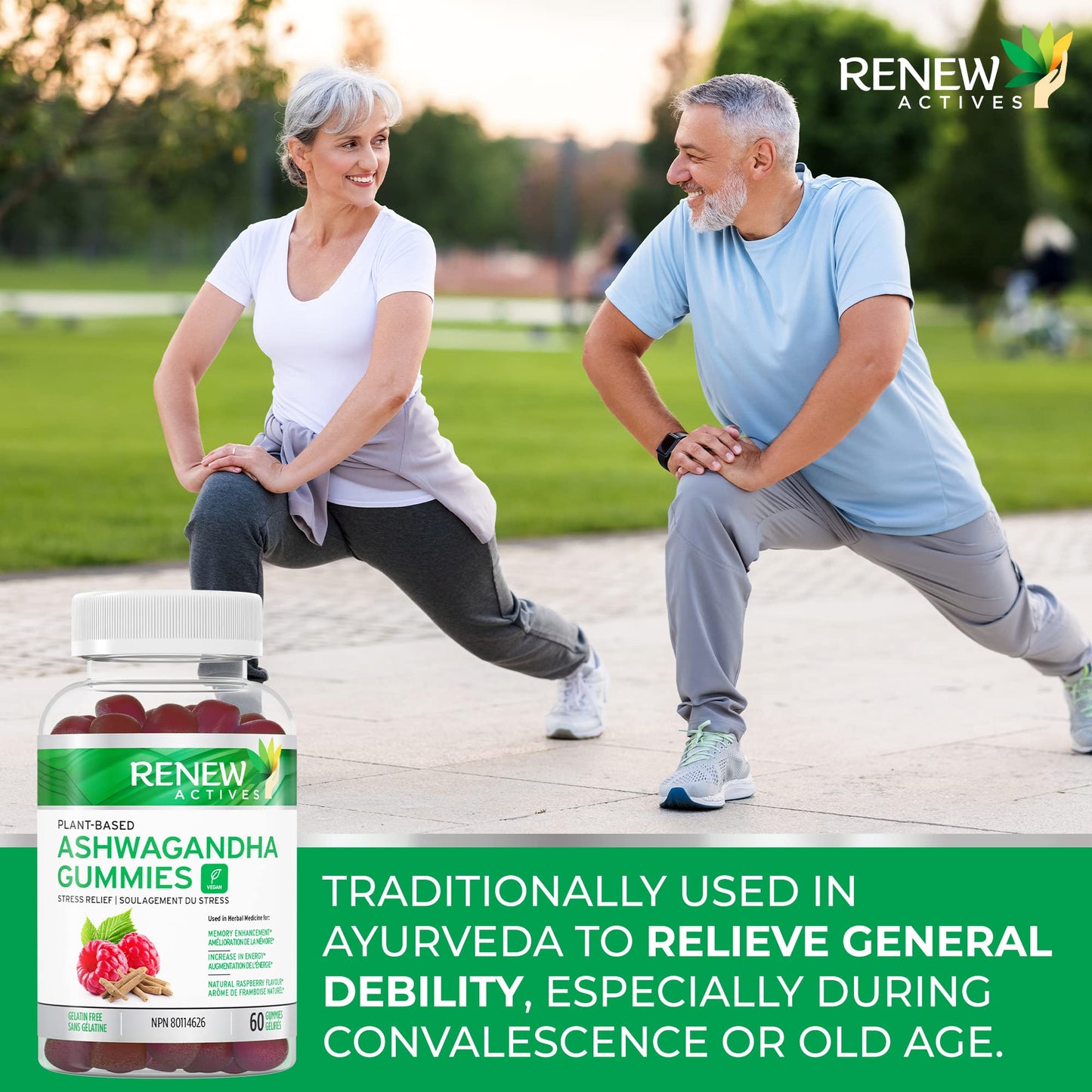 Renew Actives Ashwagandha Gummies 100MG – Vegan, Made in Canada