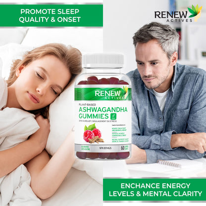 Renew Actives Ashwagandha Gummies 100MG – Vegan, Made in Canada