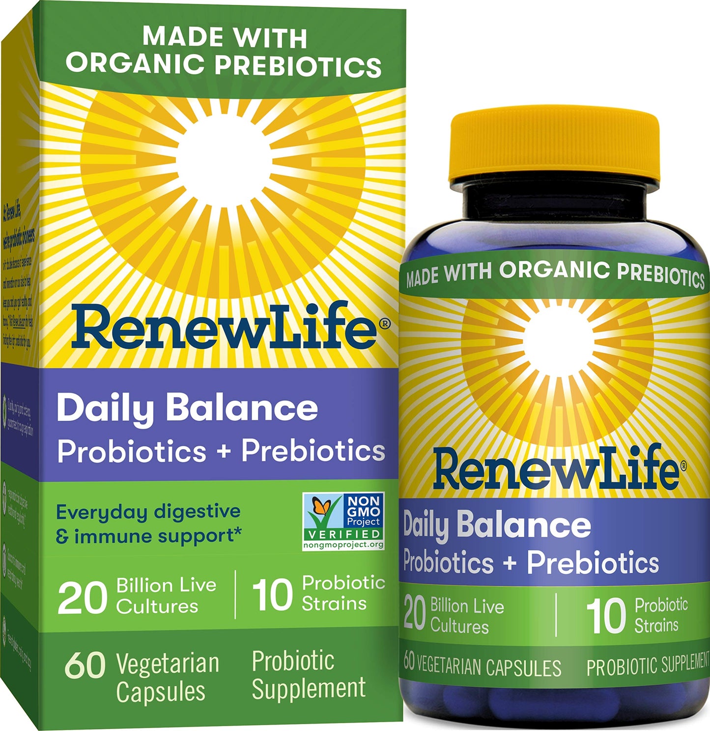 Renew Life Daily Balance Probiotic 60 Count - Prebiotics & Probiotics
