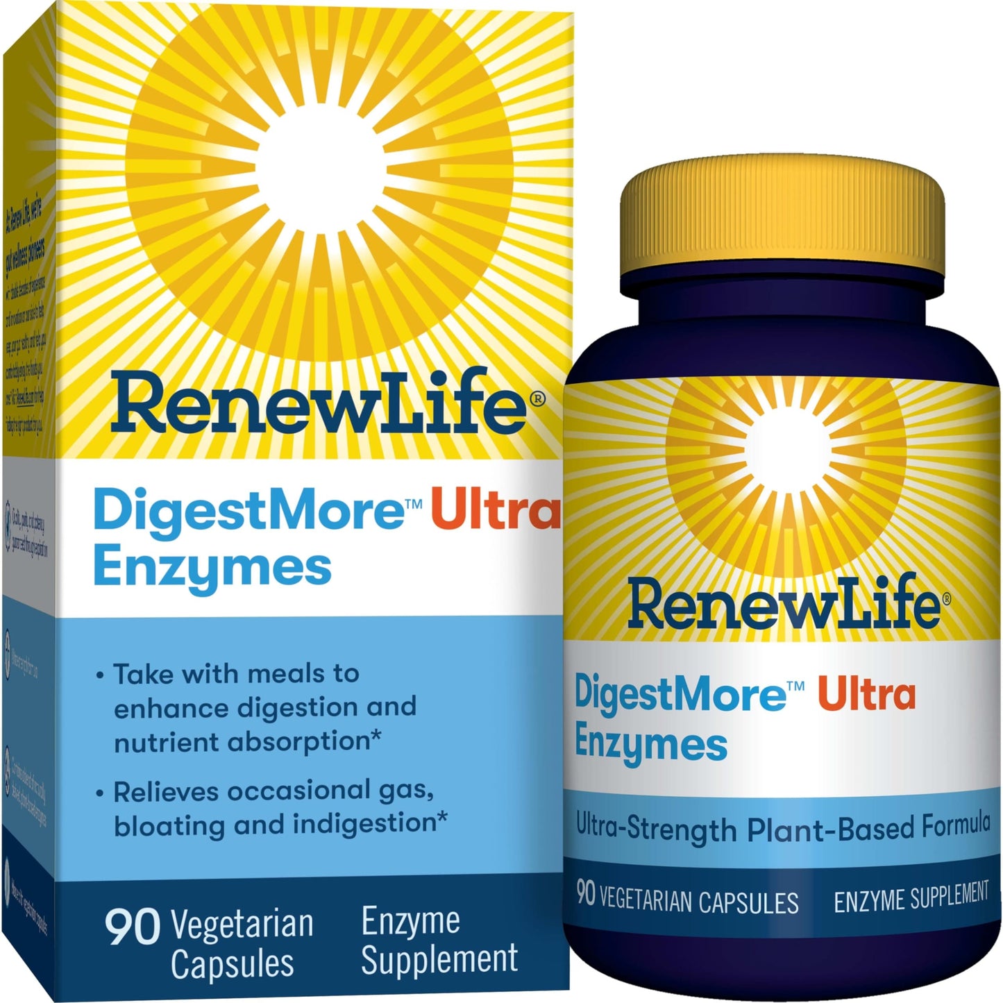 Renew Life DigestMore Ultra Enzymes | Ultra-Strength Plant-Based Digestive Enzymes - 90 Veg Capsules