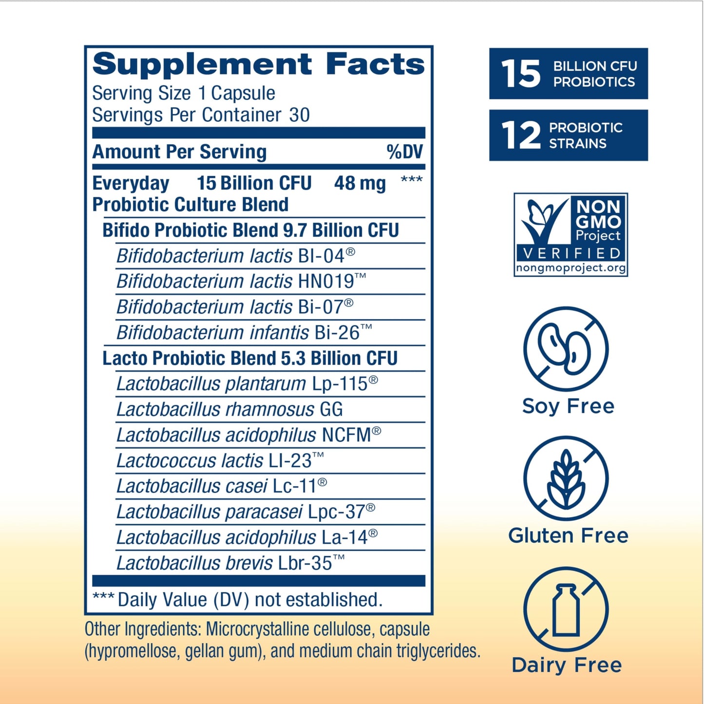 Renew Life Everyday Go-Pack Probiotic Capsules — 15 Billion CFU, 30 Count | Gluten-Free, Dairy-Free, Soy-Free | L. rhamnosus GG