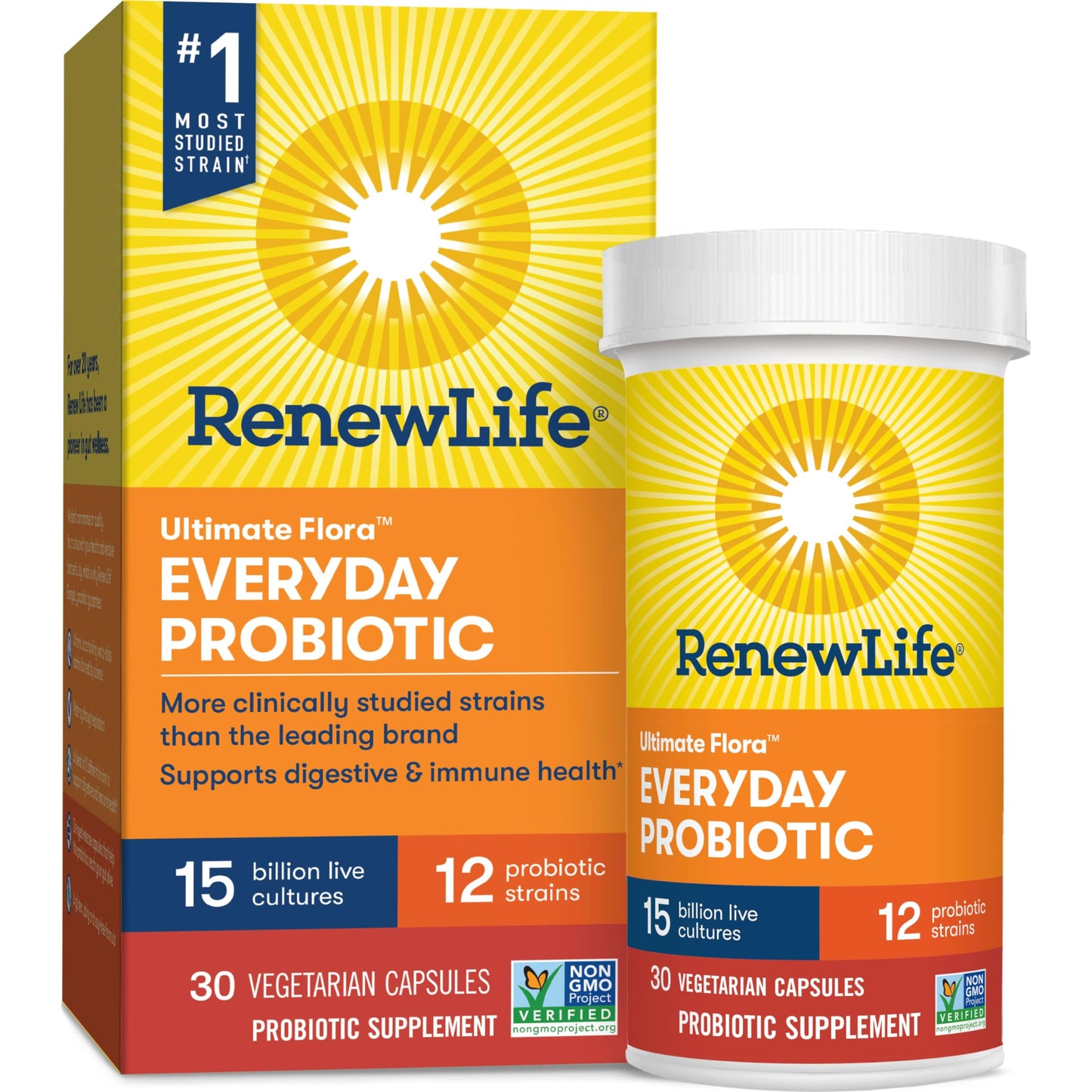 Renew Life Everyday Probiotic Capsules - 30 Count, 15B CFU, Dairy/Soy/Gluten-Free