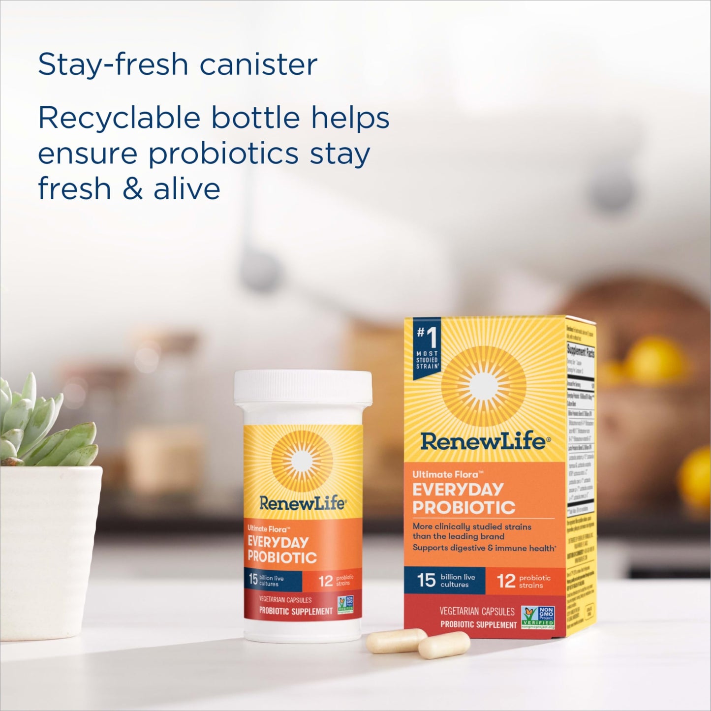 Renew Life Everyday Probiotic 15B CFU – 30 Count | L. rhamnosus GG