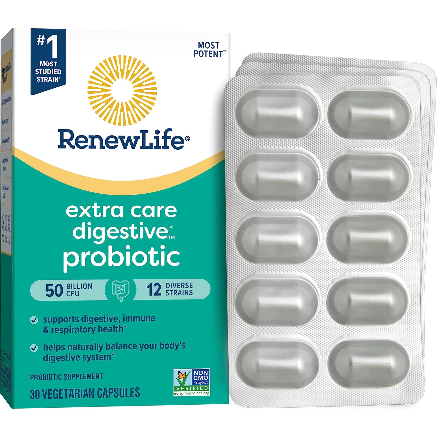 Renew Life Extra Care Probiotic 50B CFU Go-Pack 30 Ct – Immune & Digestive Health