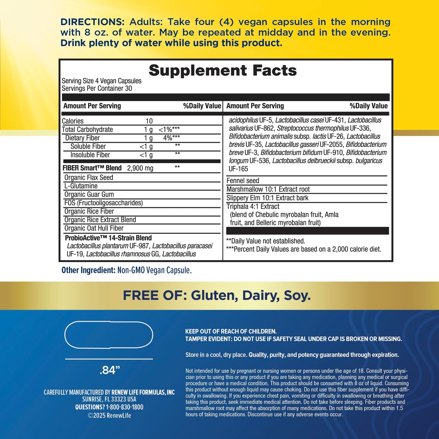 Renew Life Fiber Smart - Gluten & Soy Free Fiber Supplement, 120 Veg Capsules