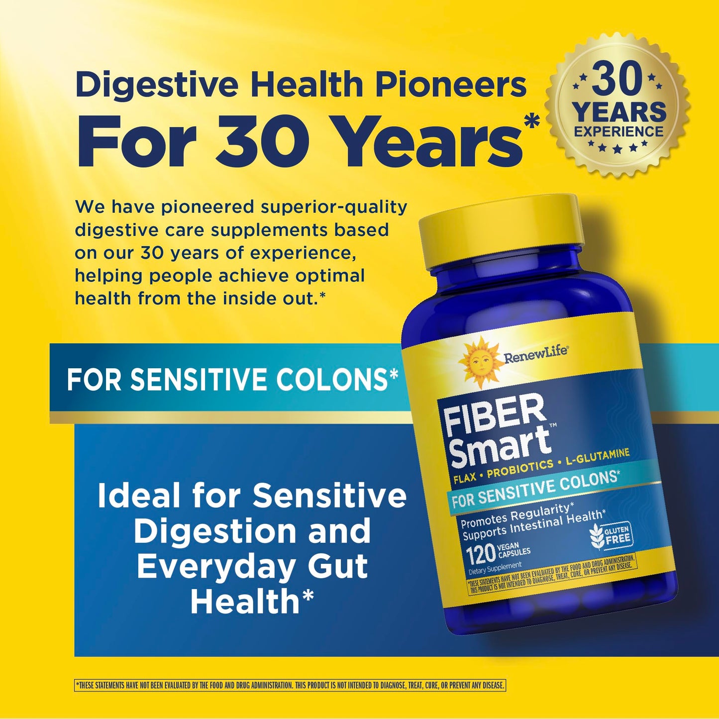 Renew Life Fiber Smart - Gluten & Soy Free Fiber Supplement, 120 Veg Capsules