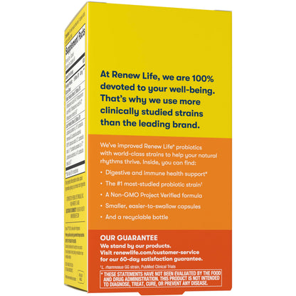 Renew Life Everyday Probiotic Capsules – 15 Billion CFU, 60 Count | Digestive, Immune & Urinary Support