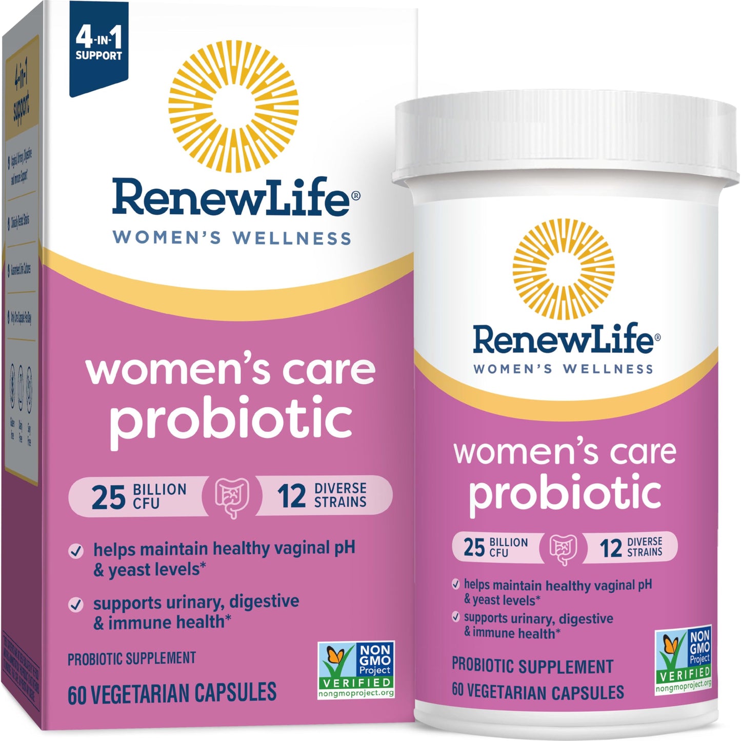 Renew Life Womens Probiotic Capsules - 60 Ct | Supports pH Balance, Vaginal, Urinary, Digestive & Immune Health, 25 Billion CFU, Dairy/Gluten/Soy Free