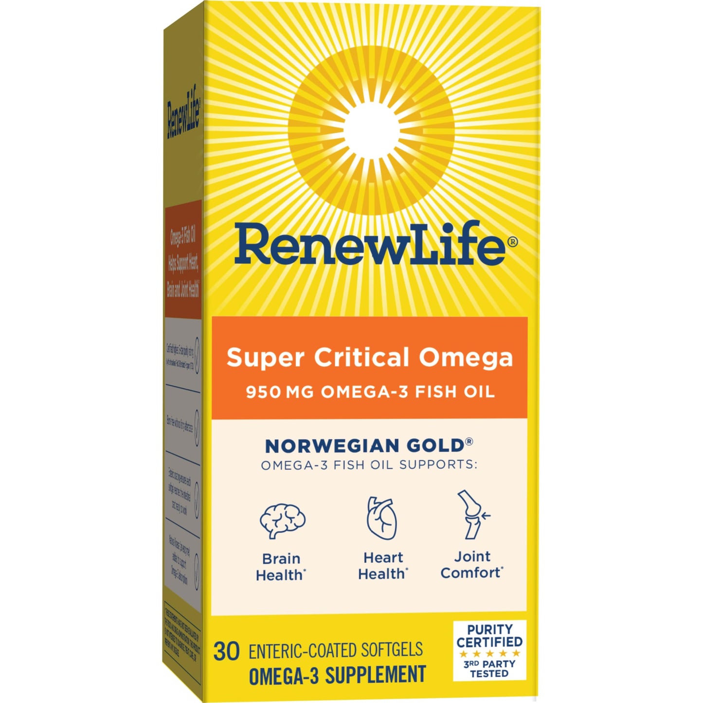 Renew Life Norwegian Gold Super Critical Omega Softgels – 950 mg EPA/DHA, 30 Count, Heart & Brain Support
