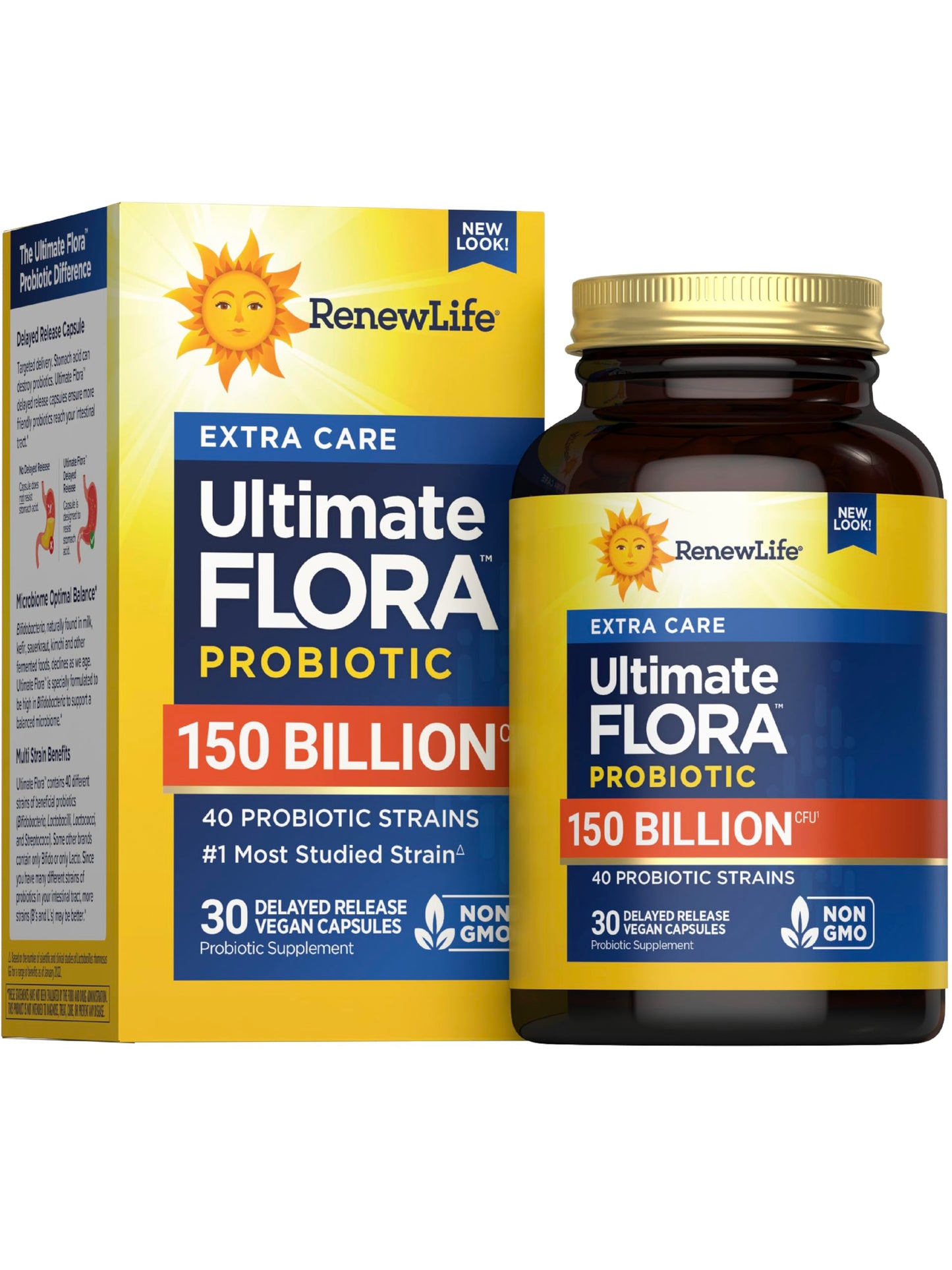 Renew Life Ultimate Flora Adult Ultimate Care Probiotic – 150 Billion CFU, 30 Caps (Package May Vary)