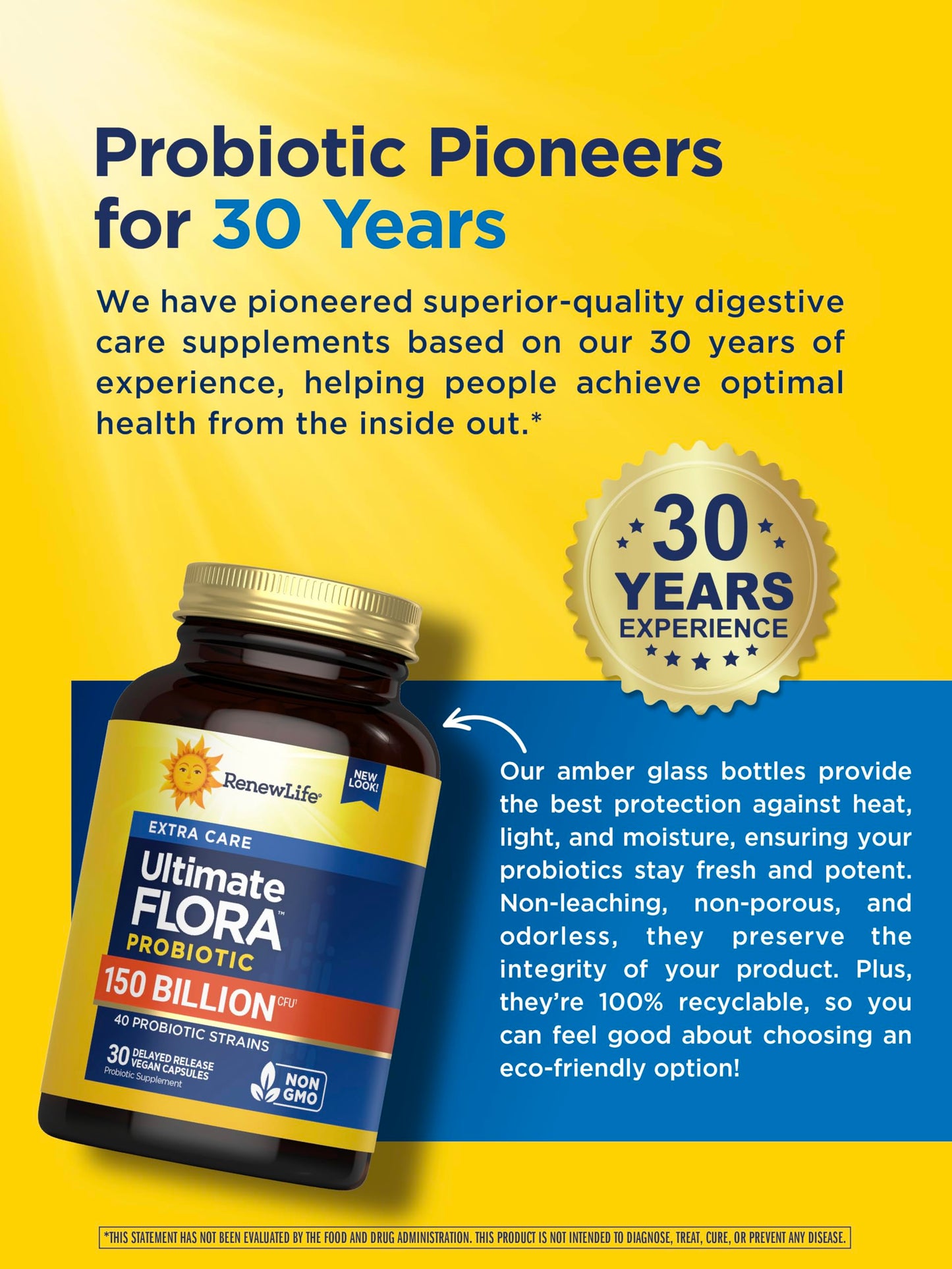 Renew Life Ultimate Flora Adult Ultimate Care Probiotic – 150 Billion CFU, 30 Caps (Package May Vary)