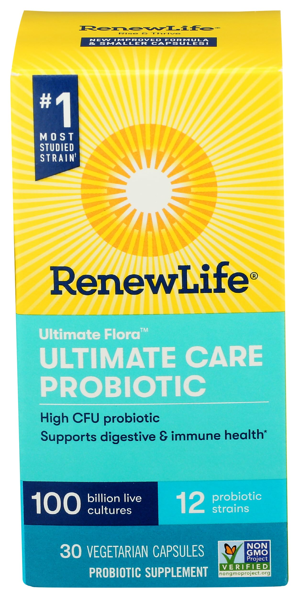 Renew Life Ultimate Flora Care Probiotic 100 Billion, 30 Count – Daily Probiotic