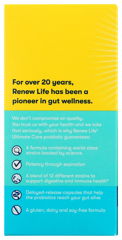 Renew Life Ultimate Flora Care Probiotic 100 Billion, 30 Count – Daily Probiotic