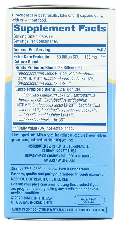 Renew Life Ultimate Flora Extra Care Probiotic 50 Billion, 60 Count