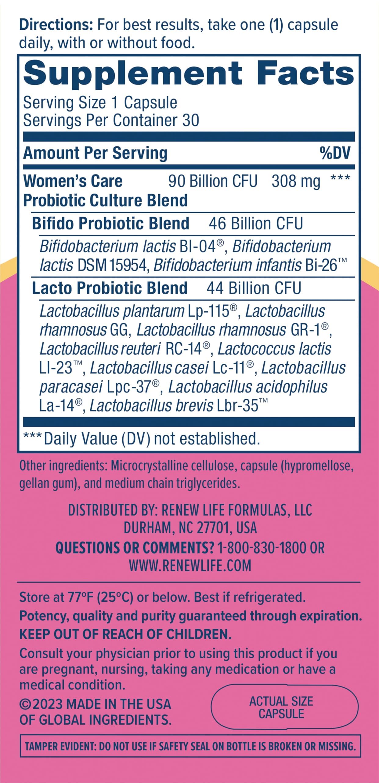 Renew Life Women's Probiotic Capsules - 90 Billion CFU, 12 Strains, 30 Count
