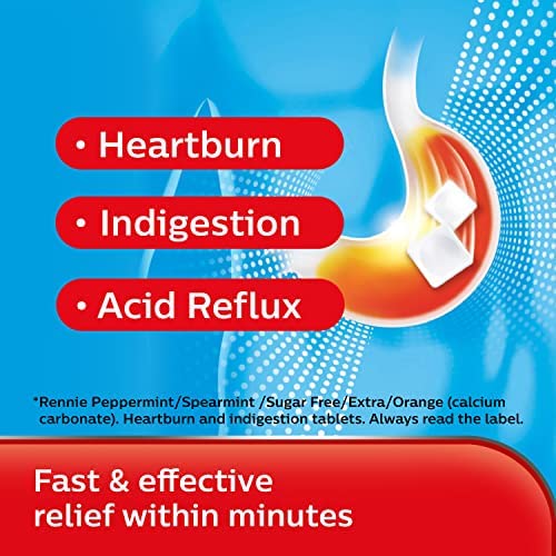 Rennie Peppermint 72 Tablets | Fast, Chewable Heartburn Relief