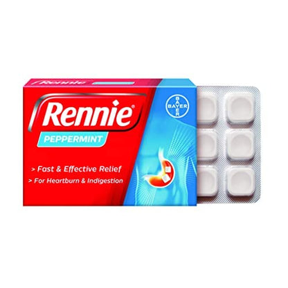 Rennie Peppermint 72 Tablets | Fast, Chewable Heartburn Relief