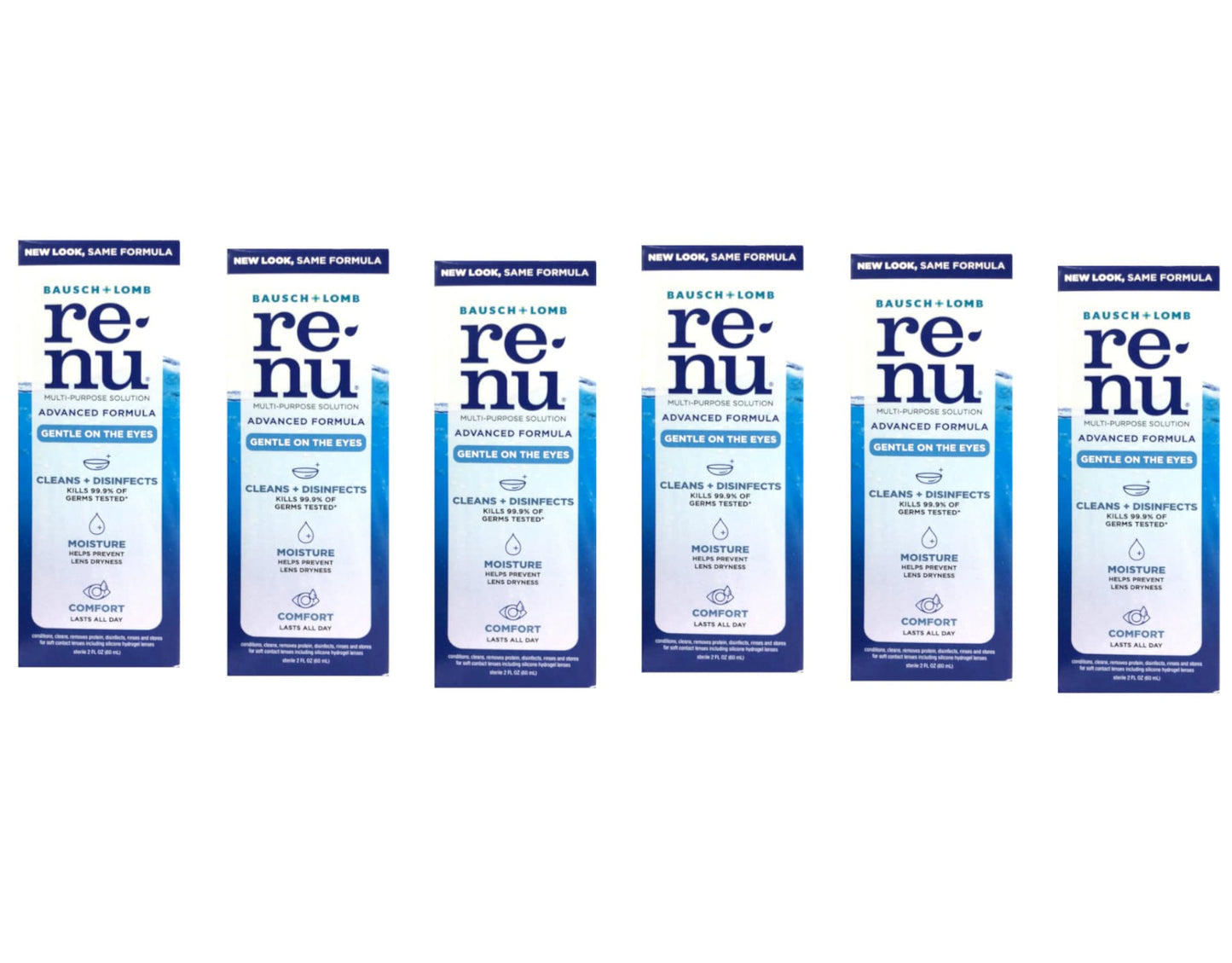 Renu Advanced Formula Multi-Purpose Solution – Triple Disinfectant, 2 oz Travel Size (Pack of 6)