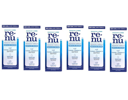 Renu Advanced Formula Multi-Purpose Solution – Triple Disinfectant, 2 oz Travel Size (Pack of 6)