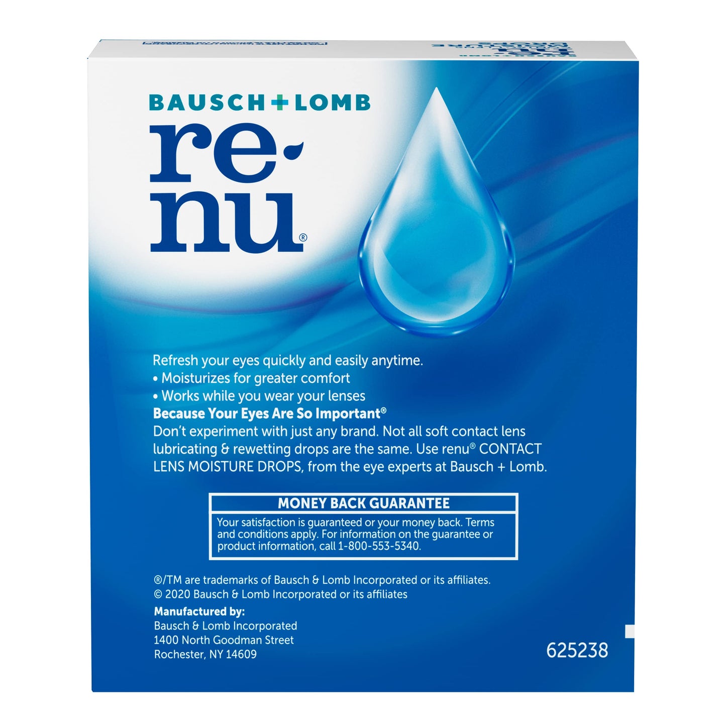 Renu Lubricant Eye Drops – Rewetting for Soft & Disposable Lenses (Pack of 2, 0.27 Fl Oz)