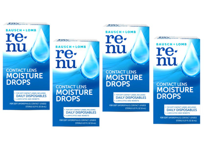 Eye Drops by Renu – Redness Relief & Dry Eyes, Lubricating & Rewetting Drops, 8 mL (Pack of 4)