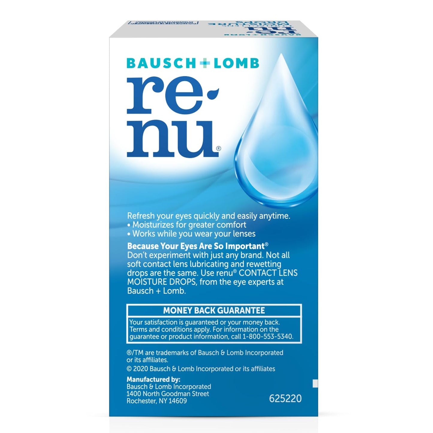 Eye Drops by Renu – Redness Relief & Dry Eyes, Lubricating & Rewetting Drops, 8 mL (Pack of 4)