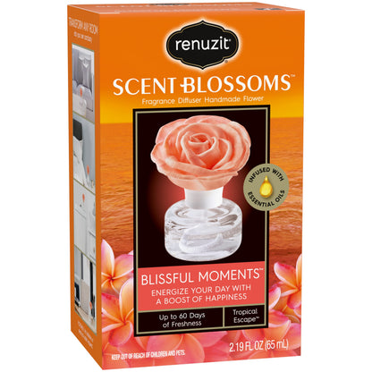 Renuzit Scent Blossoms Diffuser – Tropical Escape, Handmade Flower, 1 Count