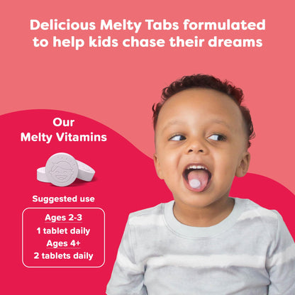 Renzo's Kids Iron Supplements – Dissolvable Vegan Iron with Vitamin C, Sugar Free, Orange, 90 Melty Tabs