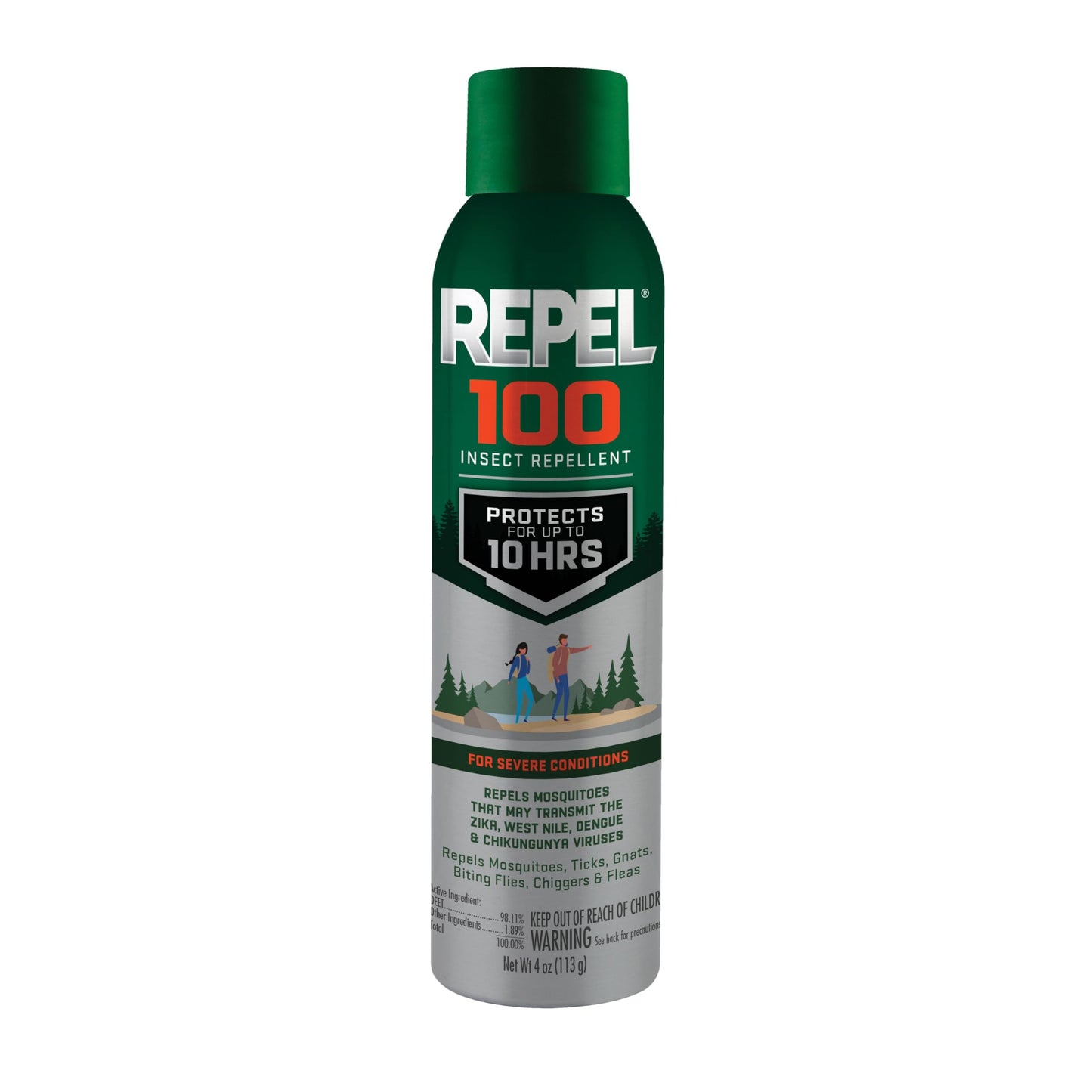 Repel 100 Insect Repellent – 4 oz, 98% DEET, 10-Hour Protection (Aerosol)