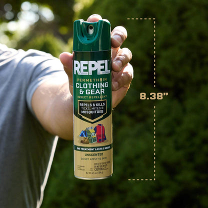 Repel Permethrin Clothing & Gear Insect Repellent – Aerosol Spray, 6.5 fl oz, Pack of 6