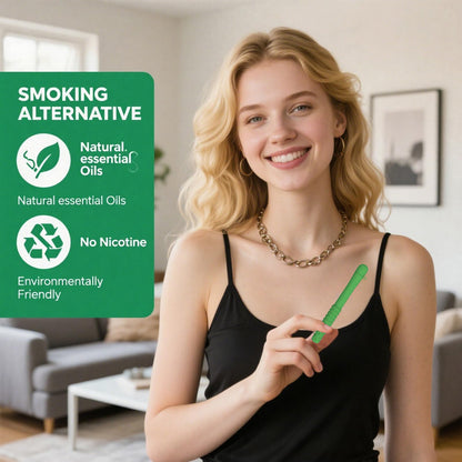 Chewable Essential Oil Breath Stick - Mint Flavored (2 Pcs) with 4 Replacement Cores for Travel, Office & Car