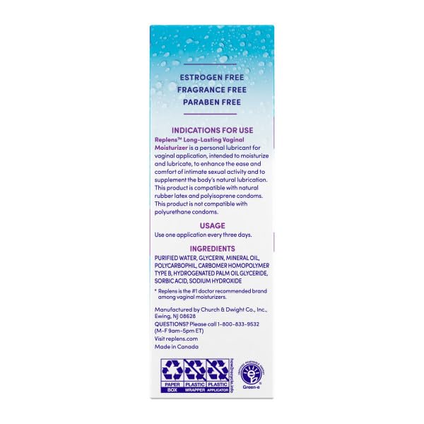Replens Long-Lasting Vaginal Moisturizer (Pack of 2) – Estrogen & Fragrance Free