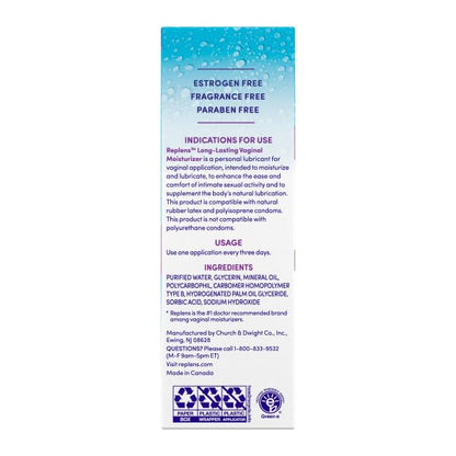 Replens Long-Lasting Vaginal Moisturizer (Pack of 2) – Estrogen & Fragrance Free
