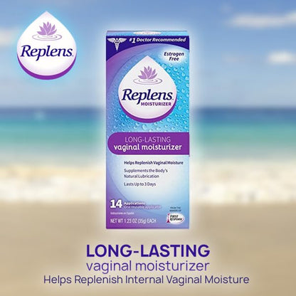 Replens Long Lasting Vaginal Moisturizer – 3-Pack with Reusable Applicator | 14 Applications