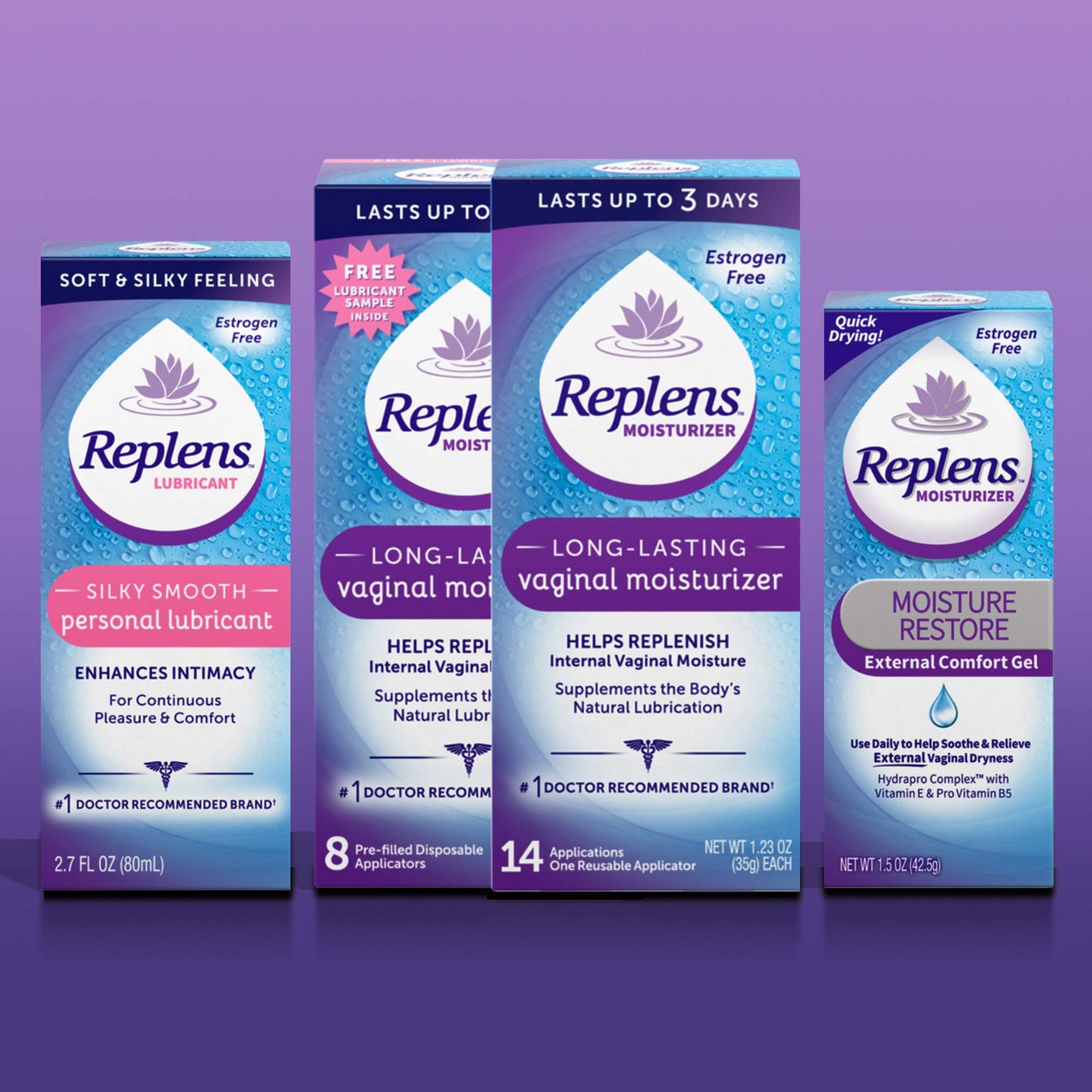 Replens Vaginal Moisturizer with Reusable Applicator – Long-Lasting Hydration, 14 Count
