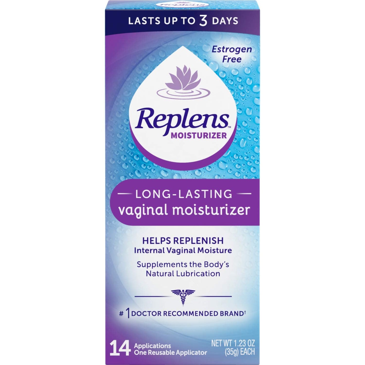Replens Long Lasting Vaginal Moisturizer – Pack of 2, 14 Applications (1.23 oz) – Estrogen-Free