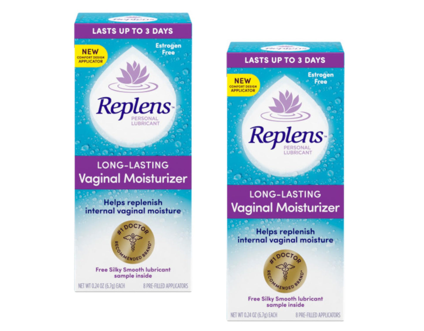Replens Long-Lasting Vaginal Moisturizer (Pack of 2) – Estrogen & Fragrance Free