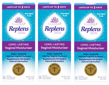 Replens Long Lasting Vaginal Moisturizer – 3-Pack with Reusable Applicator | 14 Applications