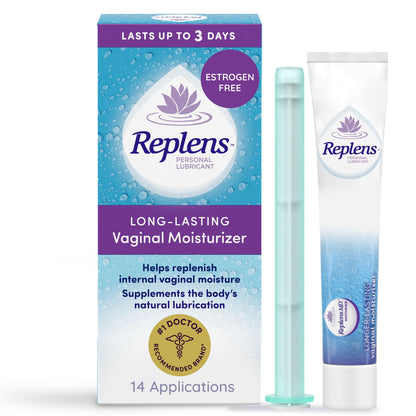 Replens Vaginal Moisturizer with Reusable Applicator – Long-Lasting Hydration, 14 Count
