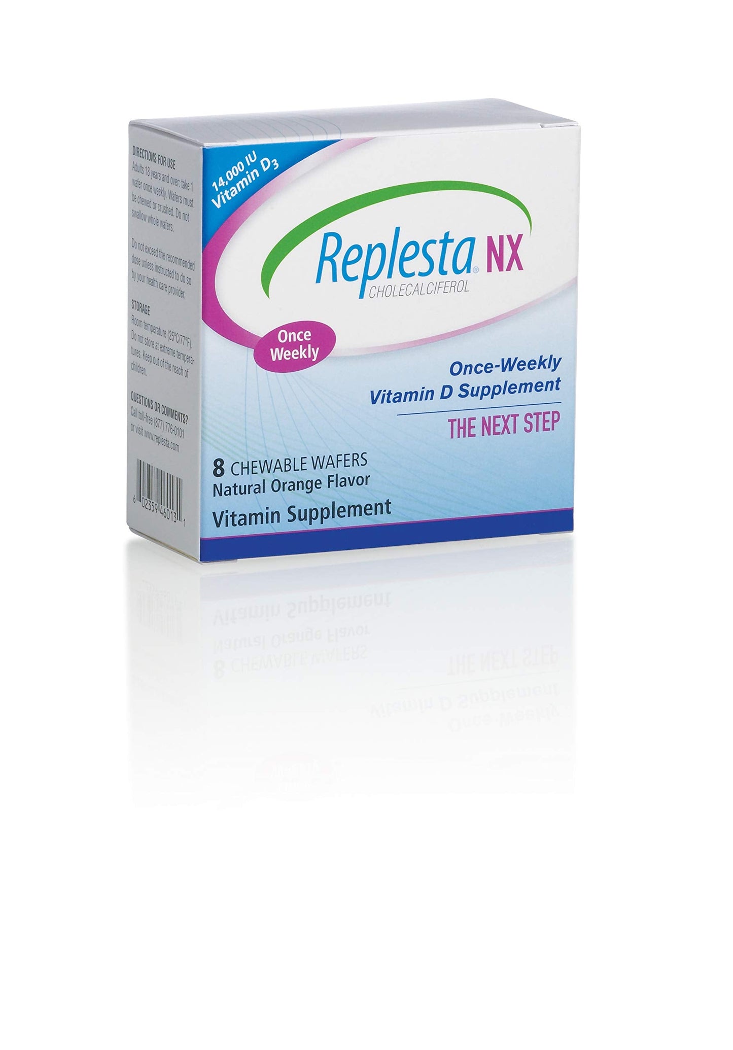 Replesta NX 14,000 IU Vitamin D3 - Weekly Chewable Wafer, Orange Flavor, Non-GMO | Pack of 2 (8 Tablets)