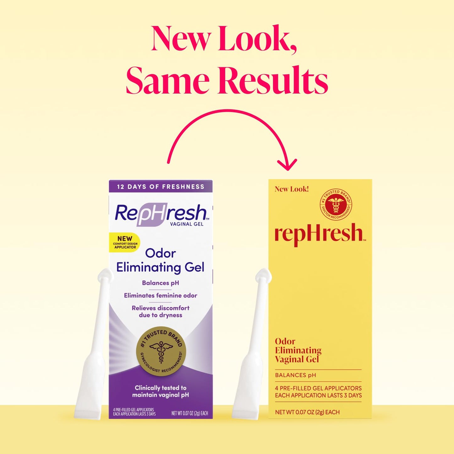 Rephresh Odor Eliminating Vaginal Gel, Clinically Tested to Balance pH & Eliminate Odor, 4 Pre-Filled Applicators