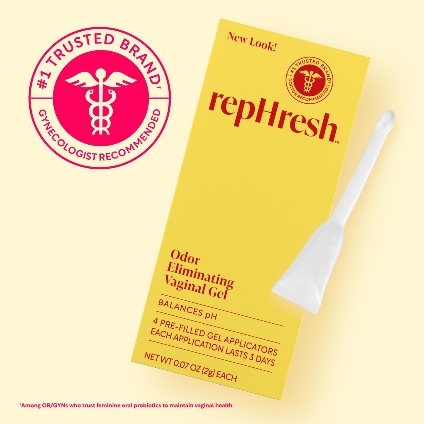 Rephresh Odor Eliminating Vaginal Gel, Clinically Tested to Balance pH & Eliminate Odor, 4 Pre-Filled Applicators